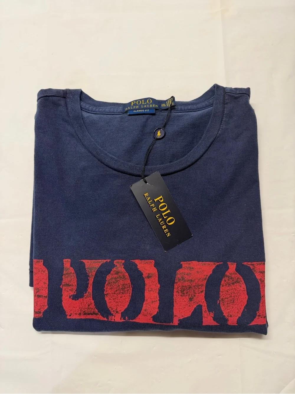 Polo by Ralph Lauren Navy Short Sleeve Tee with Red Logo Print